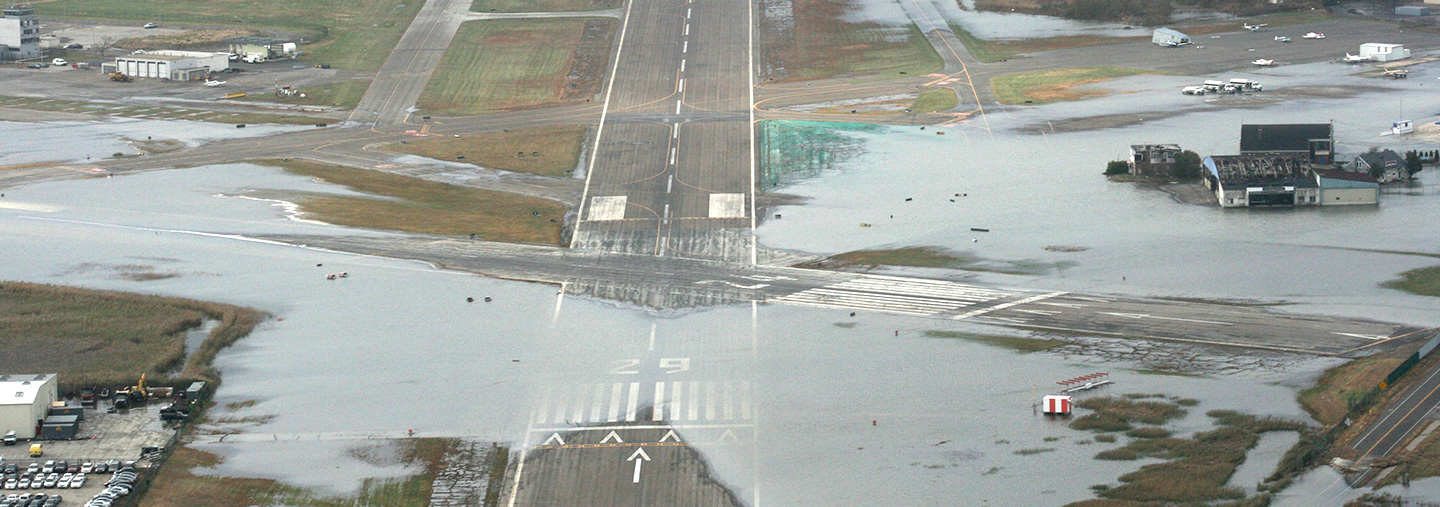 flooded airport runway